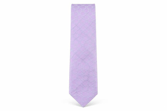 Front view of Michelsons men’s purple plaids & checks silk pointed tie one size