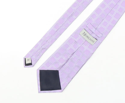 Michelsons Mens Purple Plaids & Checks Silk Pointed Tie One Size