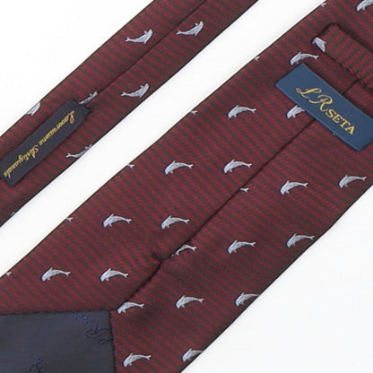 LR Seta  Mens Multicoloured Geometric Polyester Pointed Tie One Size - Dolphin