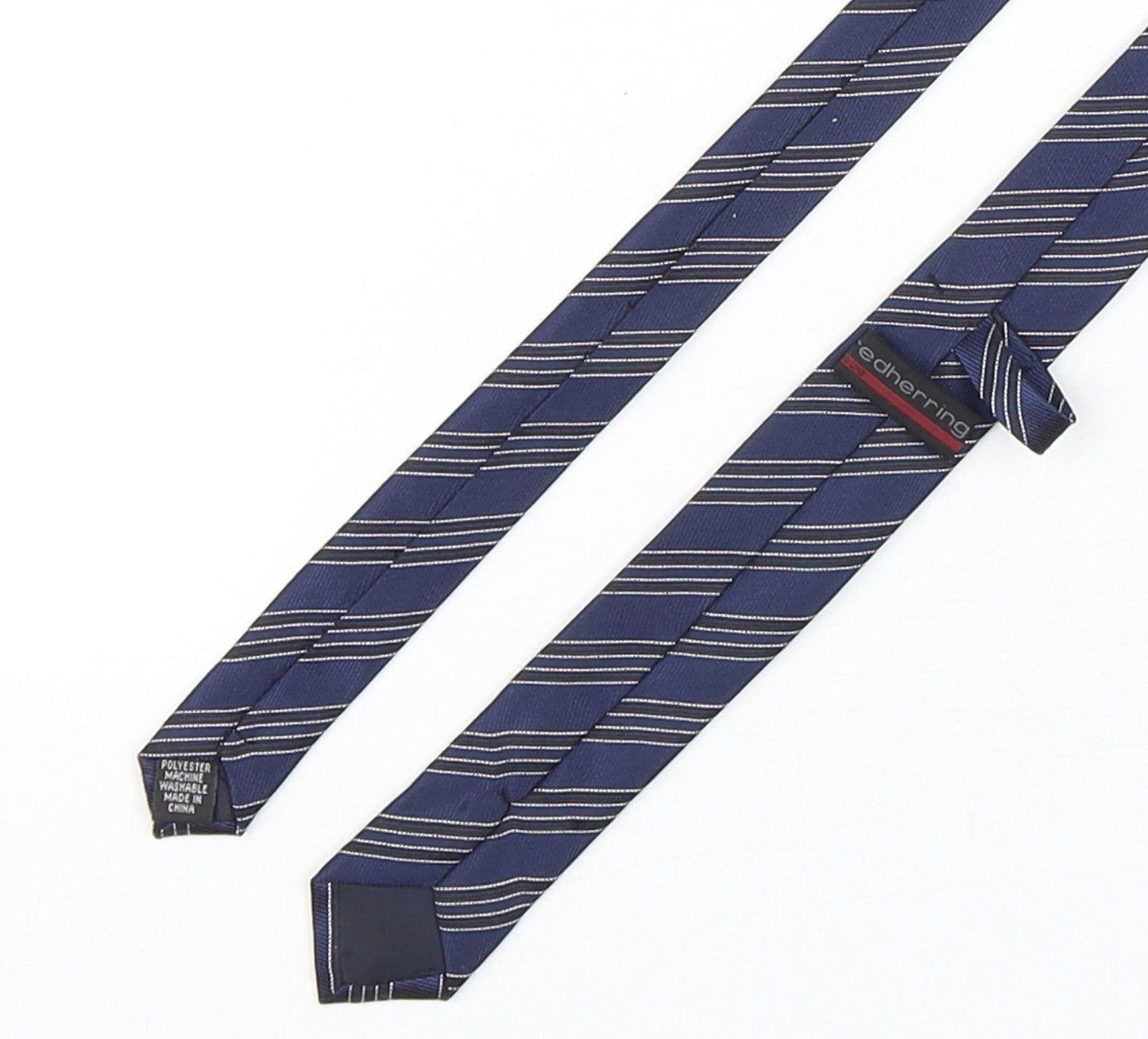 RedHerring  Mens Blue Striped Polyester Pointed Tie One Size