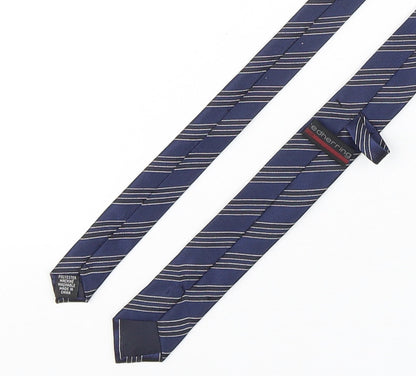 RedHerring  Mens Blue Striped Polyester Pointed Tie One Size