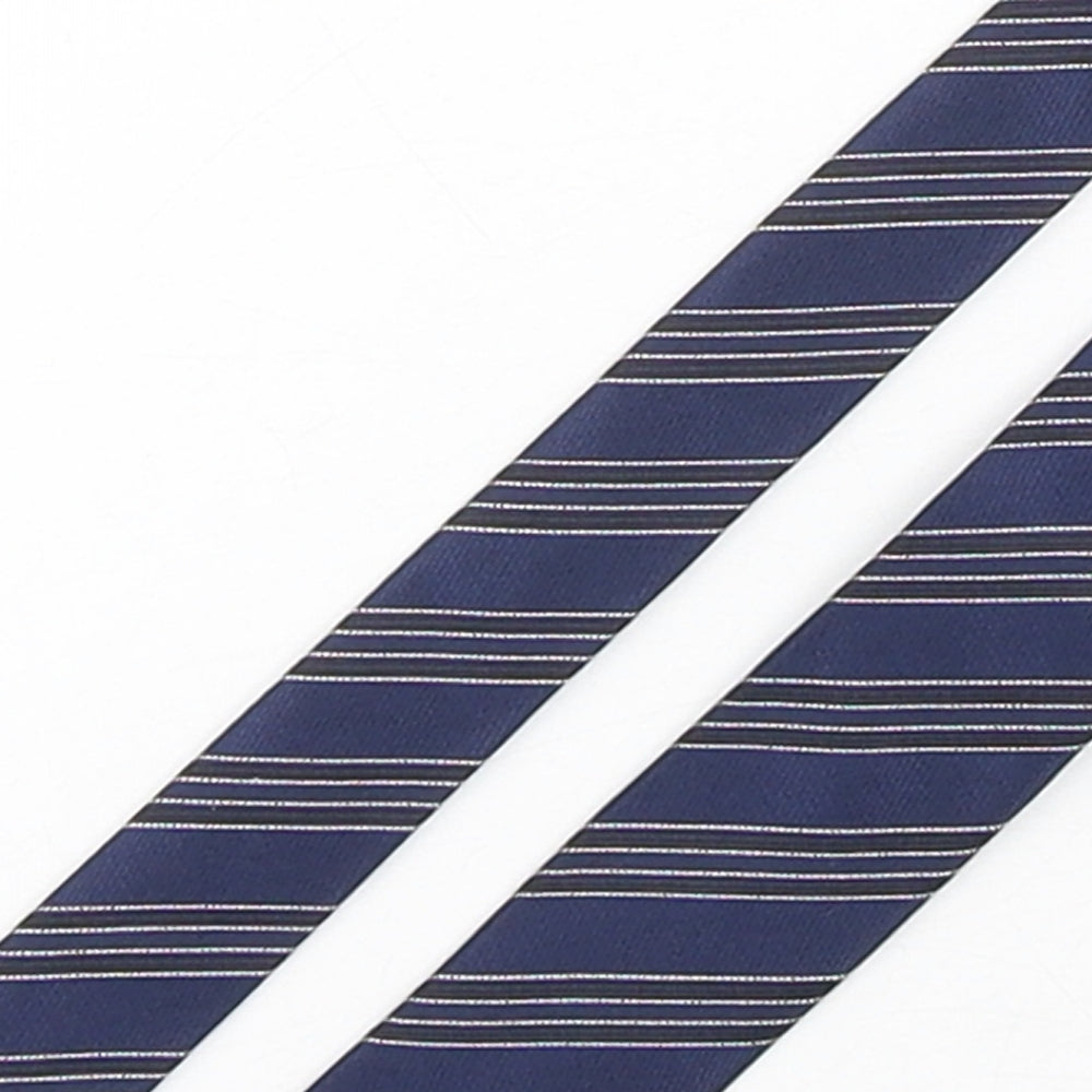 RedHerring  Mens Blue Striped Polyester Pointed Tie One Size
