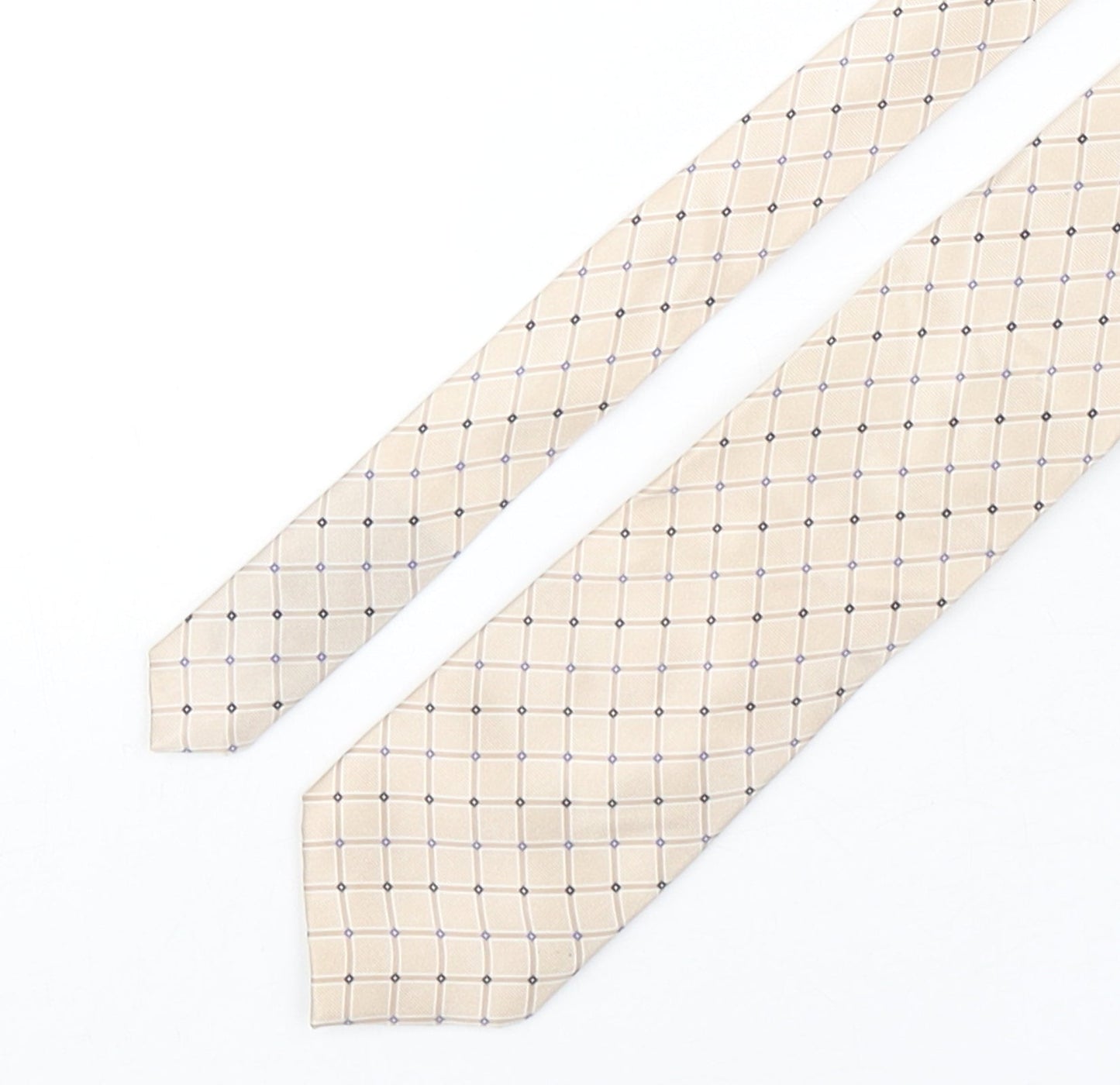 Marks and Spencer Mens Beige Plaids & Checks Silk Pointed Tie One Size
