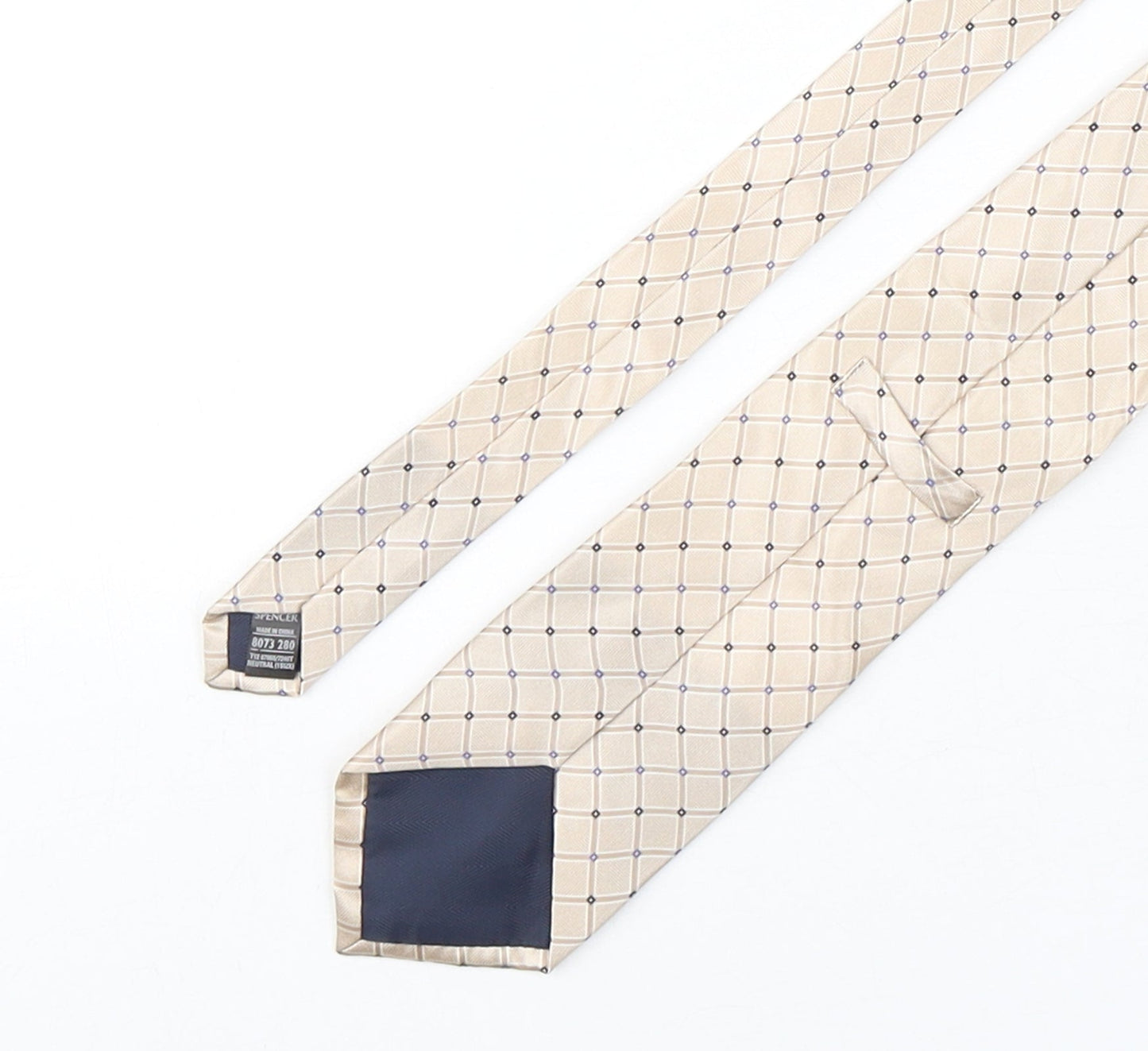 Marks and Spencer Mens Beige Plaids & Checks Silk Pointed Tie One Size