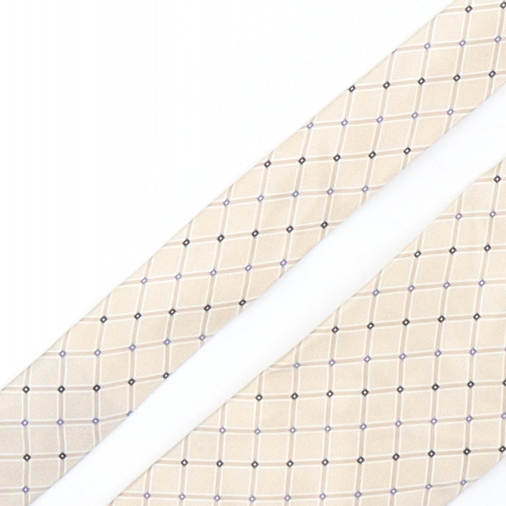 Marks and Spencer Mens Beige Plaids & Checks Silk Pointed Tie One Size