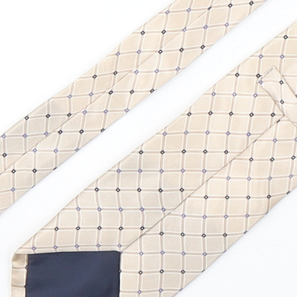 Marks and Spencer Mens Beige Plaids & Checks Silk Pointed Tie One Size