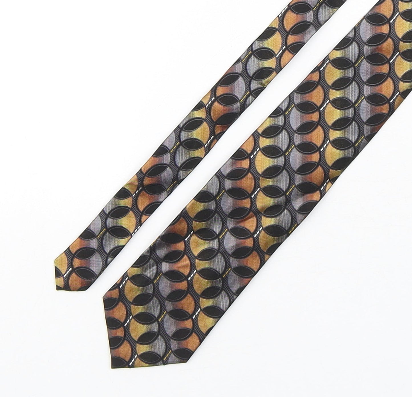 Mazzoni Mens Multicoloured Geometric Silk Pointed Tie One Size