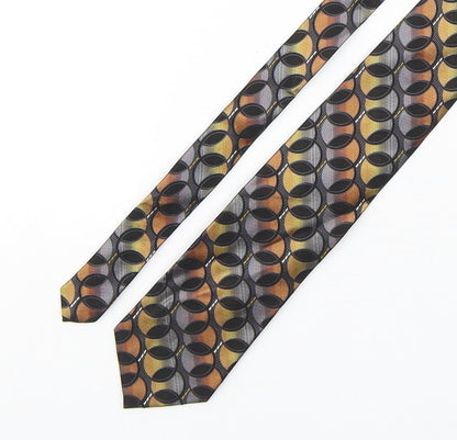 Mazzoni Mens Multicoloured Geometric Silk Pointed Tie One Size