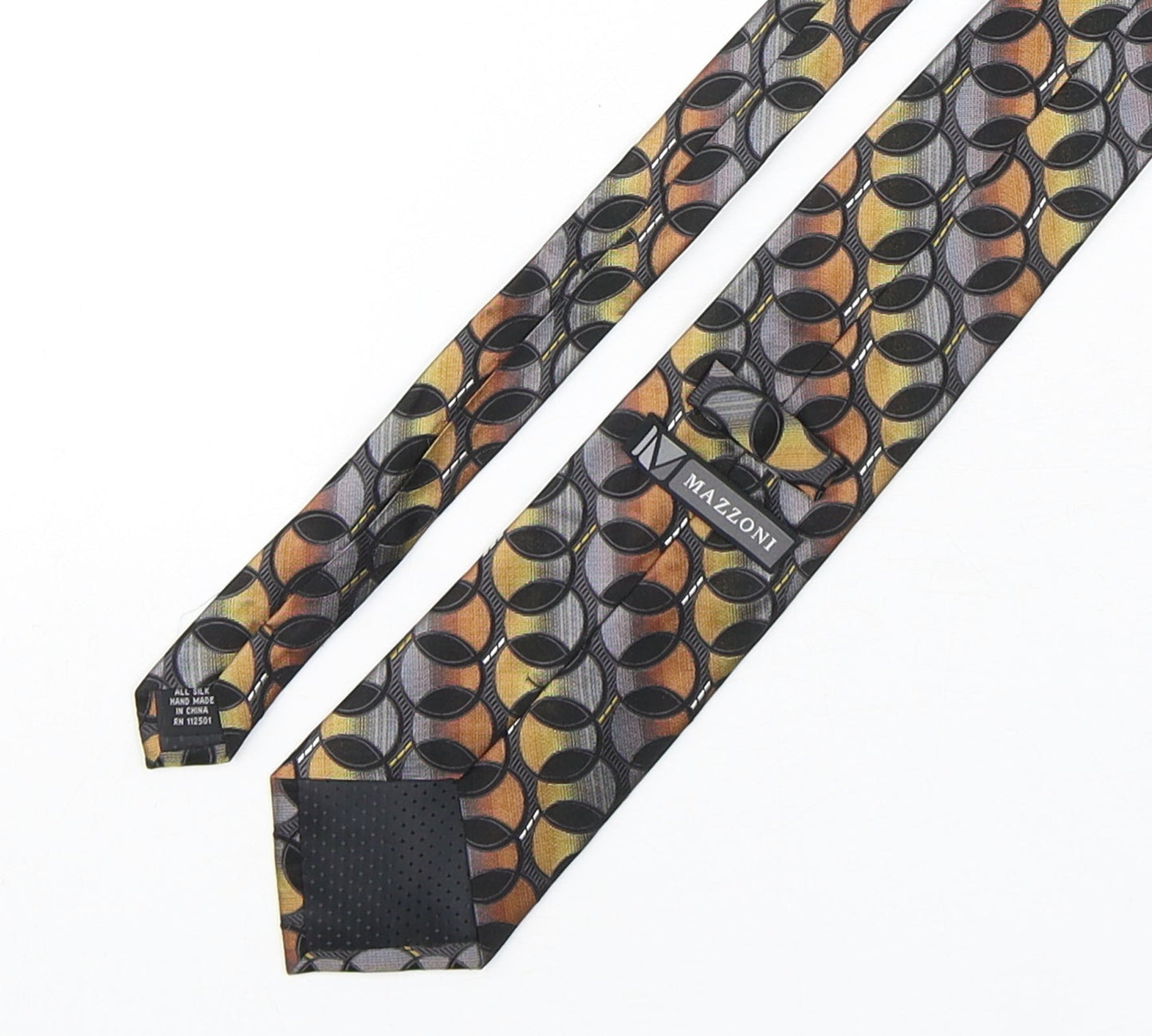 Mazzoni Mens Multicoloured Geometric Silk Pointed Tie One Size