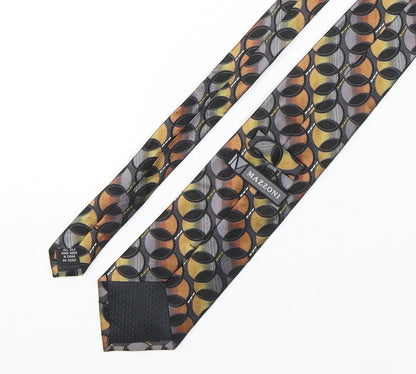 Mazzoni Mens Multicoloured Geometric Silk Pointed Tie One Size