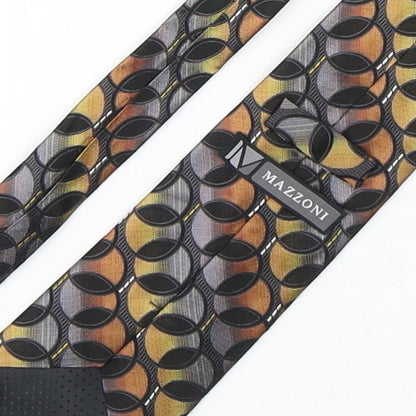 Mazzoni Mens Multicoloured Geometric Silk Pointed Tie One Size