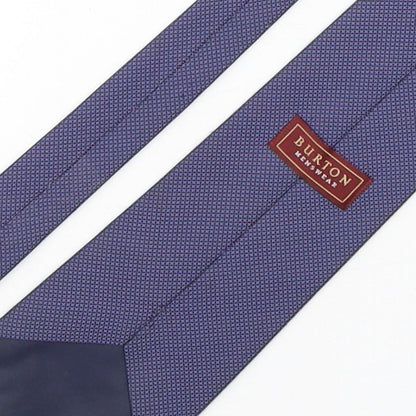Brand and care label for Burtn men’s blue geometric polyester pointed tie one size