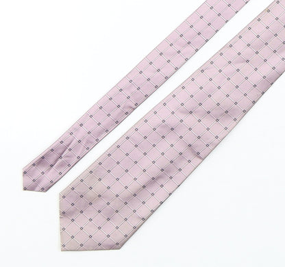 Woodstock Mens Pink Plaids & Checks Silk Pointed Tie One Size