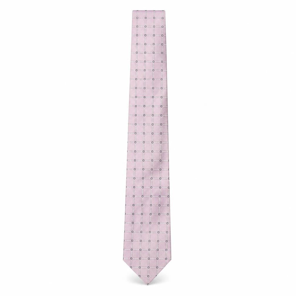 Front view of Woodstock men’s pink plaids & checks silk pointed tie one size