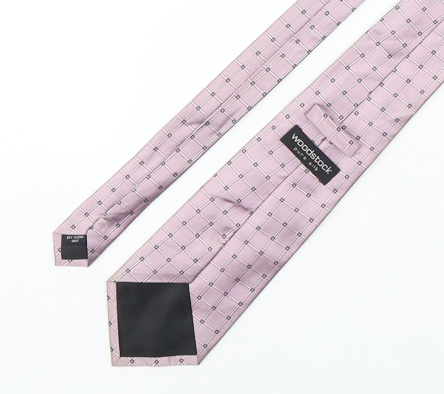 Woodstock Mens Pink Plaids & Checks Silk Pointed Tie One Size