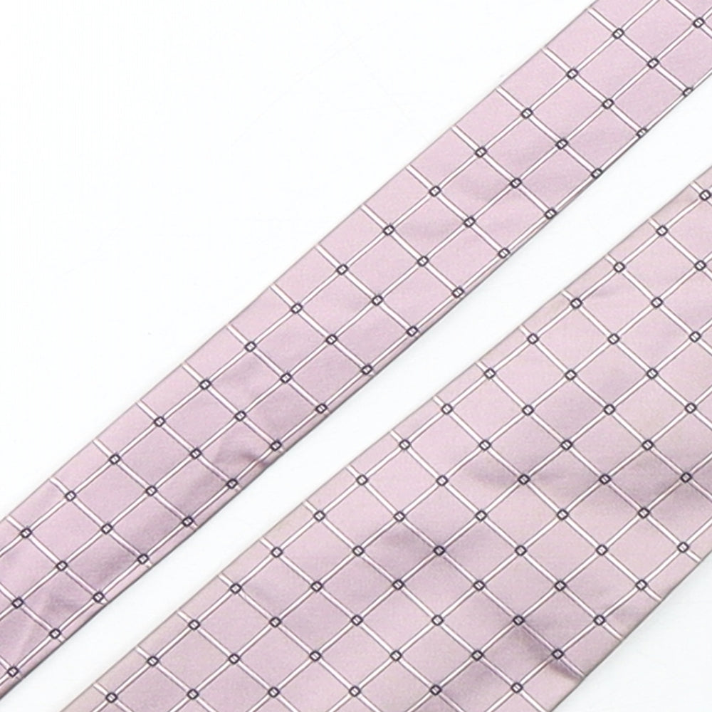 Woodstock Mens Pink Plaids & Checks Silk Pointed Tie One Size