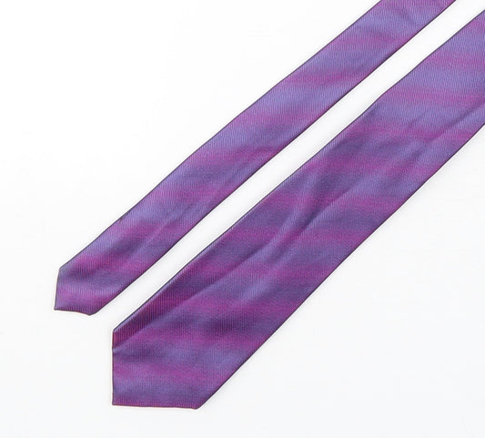 Autograph Mens Purple Striped Silk Pointed Tie One Size