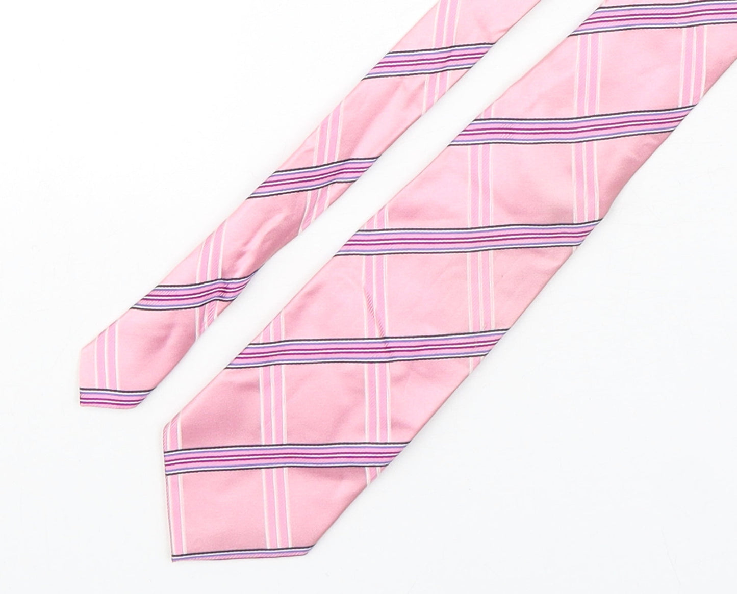 Racing Green Mens Pink Plaids & Checks Silk Pointed Tie One Size