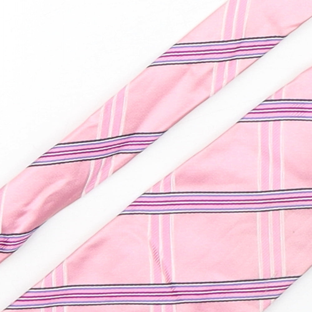 Racing Green Mens Pink Plaids & Checks Silk Pointed Tie One Size