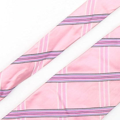 Racing Green Mens Pink Plaids & Checks Silk Pointed Tie One Size