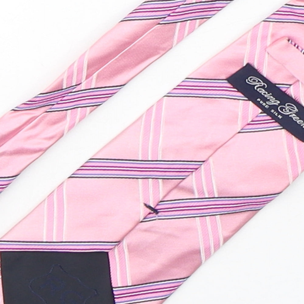 Racing Green Mens Pink Plaids & Checks Silk Pointed Tie One Size