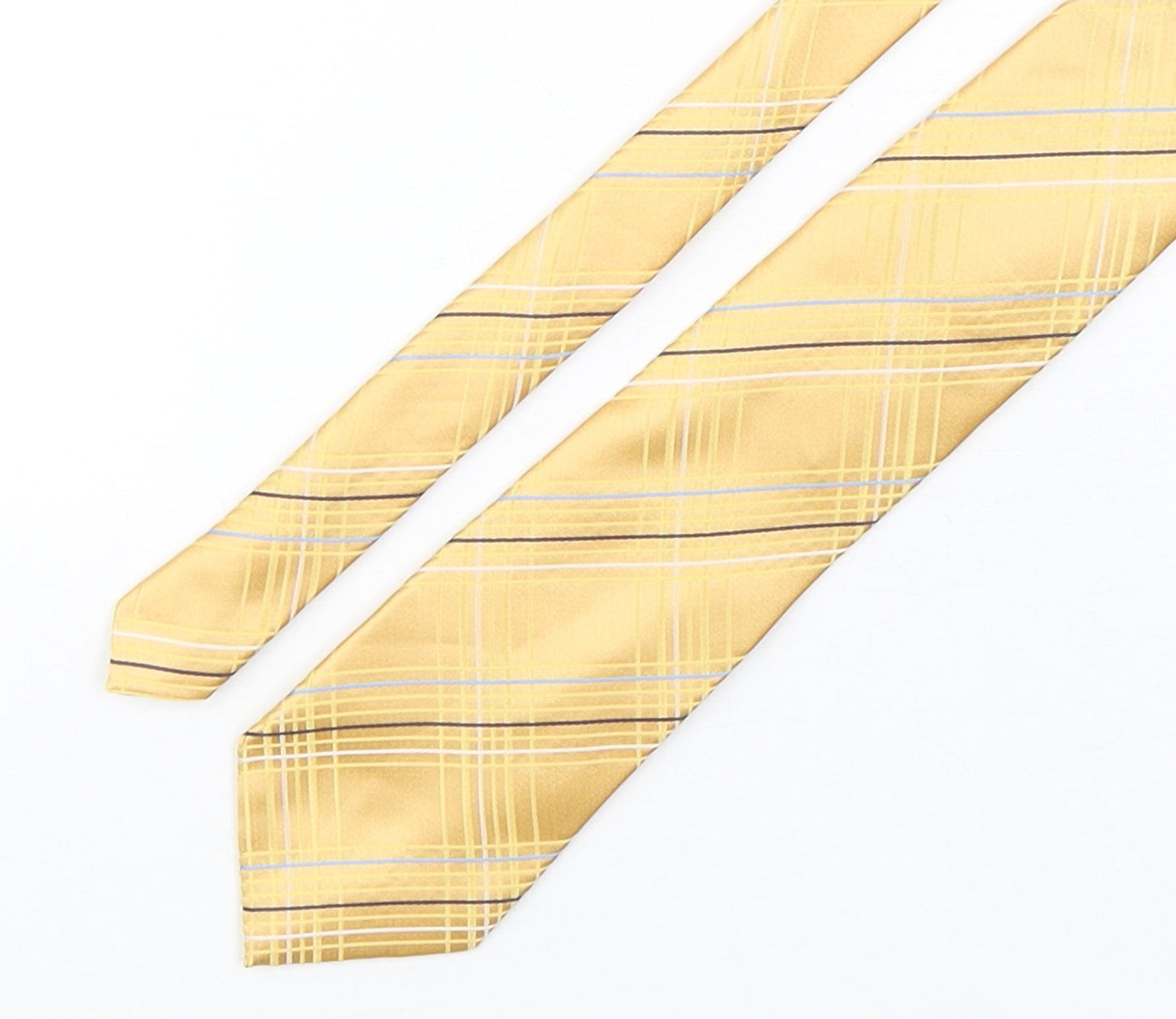 Marks and Spencer Mens Gold Plaids & Checks Polyester Pointed Tie One Size