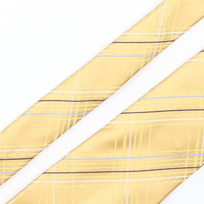 Marks and Spencer Mens Gold Plaids & Checks Polyester Pointed Tie One Size