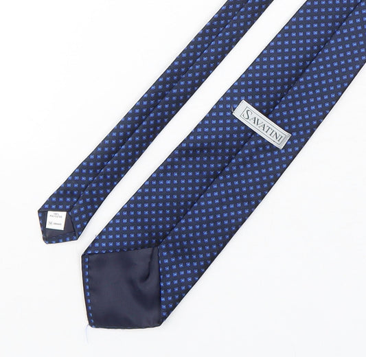Savatini Mens Blue Geometric Polyester Pointed Tie One Size
