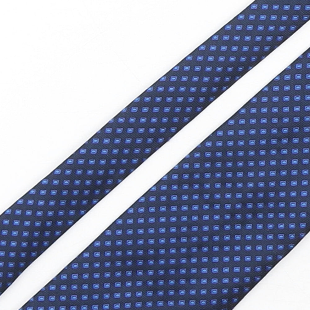 Savatini Mens Blue Geometric Polyester Pointed Tie One Size