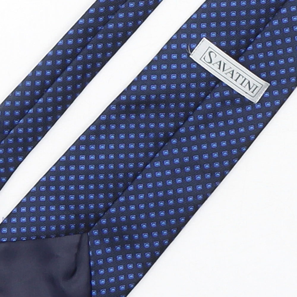 Savatini Mens Blue Geometric Polyester Pointed Tie One Size