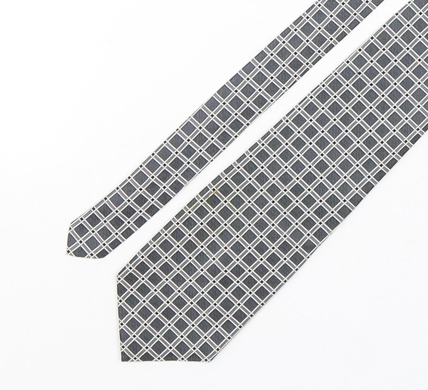 Linea Mens Silver Plaids & Checks Silk Pointed Tie One Size