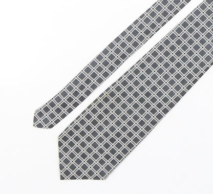 Linea Mens Silver Plaids & Checks Silk Pointed Tie One Size