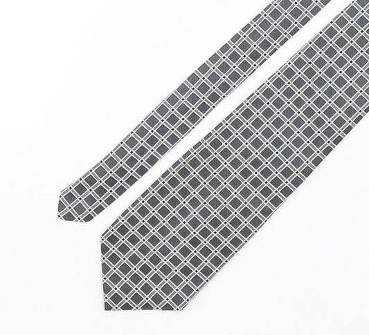 Linea Mens Silver Plaids & Checks Silk Pointed Tie One Size