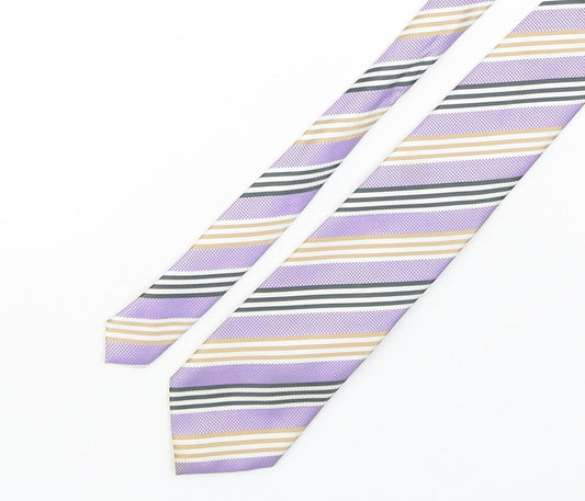 Rael Brook Mens Multicoloured Striped Polyester Pointed Tie One Size