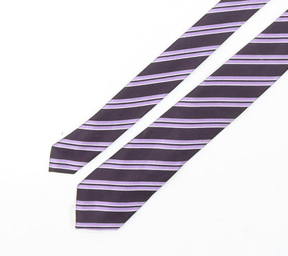 Autograph Mens Purple Striped Polyester Pointed Tie One Size