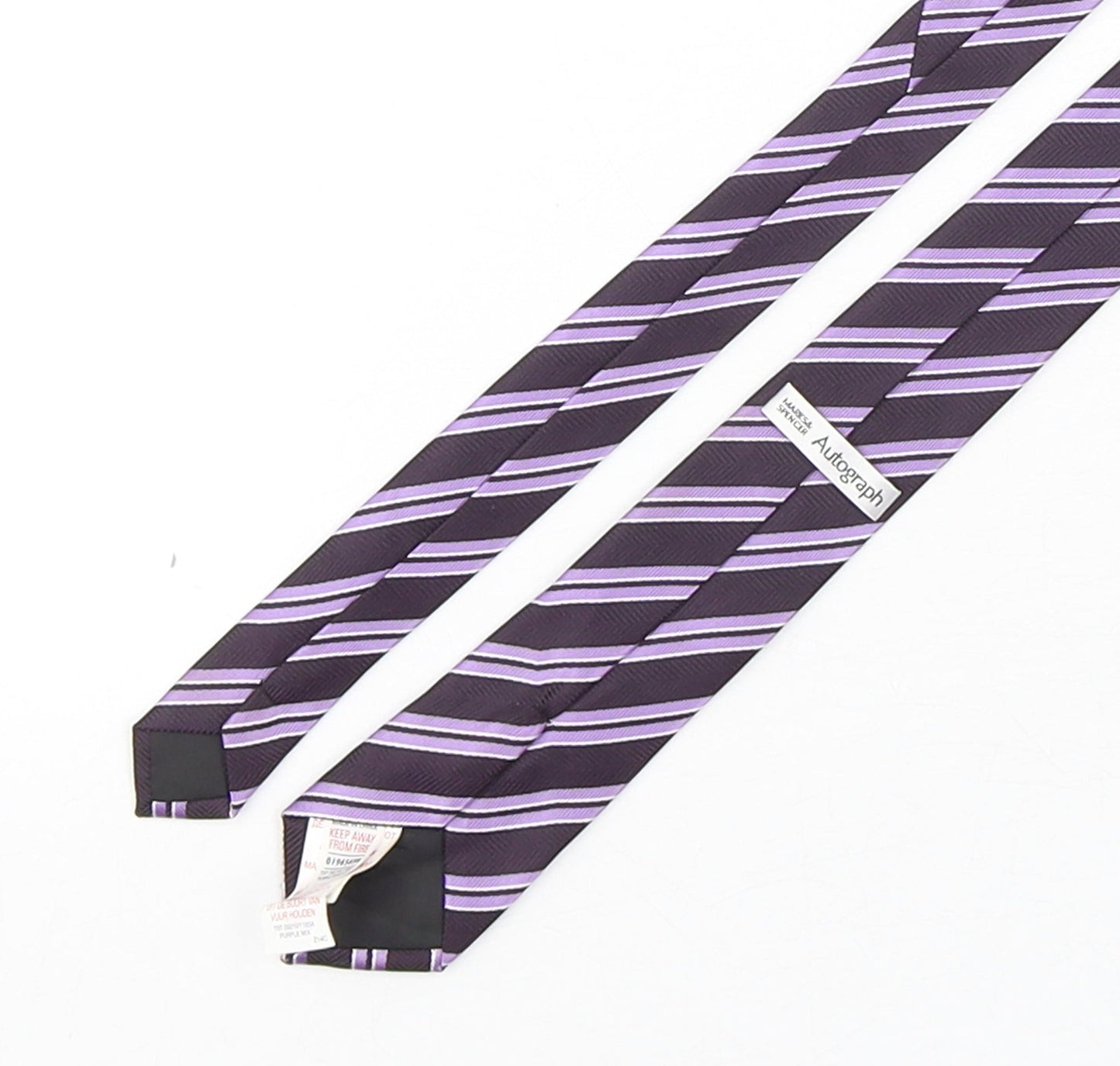 Autograph Mens Purple Striped Polyester Pointed Tie One Size