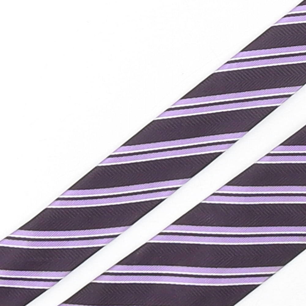 Autograph Mens Purple Striped Polyester Pointed Tie One Size