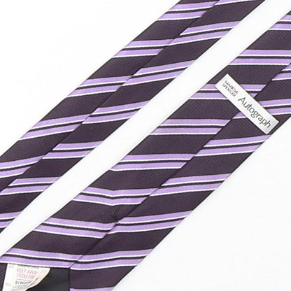 Autograph Mens Purple Striped Polyester Pointed Tie One Size