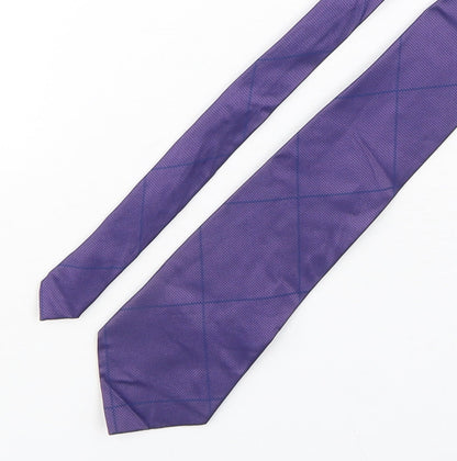 NEXT Mens Purple Plaids & Checks Silk Pointed Tie One Size