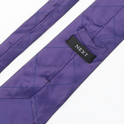 NEXT Mens Purple Plaids & Checks Silk Pointed Tie One Size