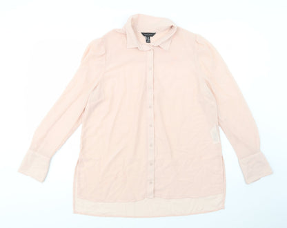 Womens UK Size 14 New Look Pink Basic Button-Up