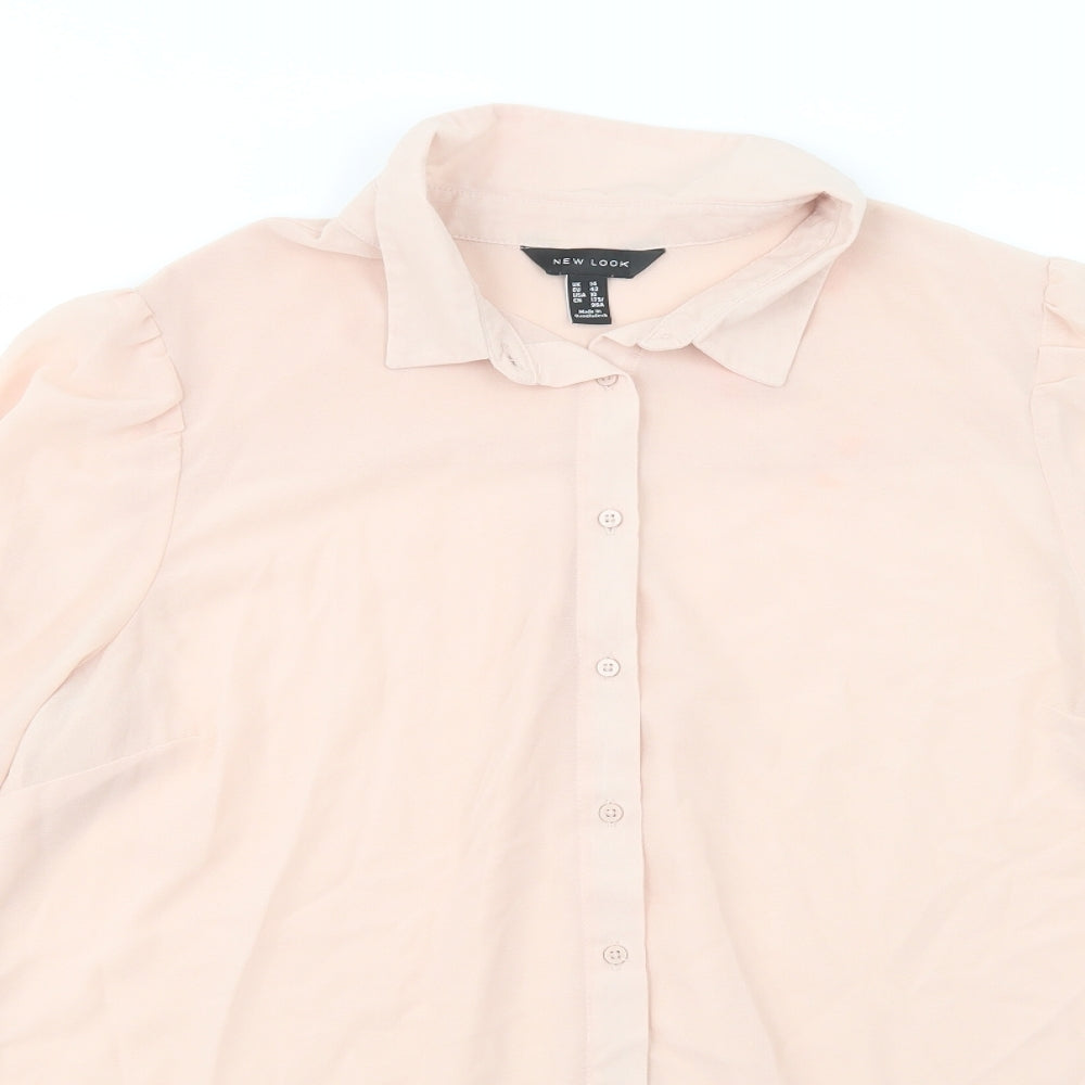 Womens UK Size 14 New Look Pink Basic Button-Up