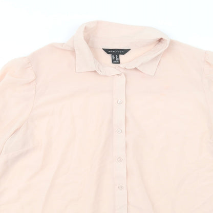 Womens UK Size 14 New Look Pink Basic Button-Up