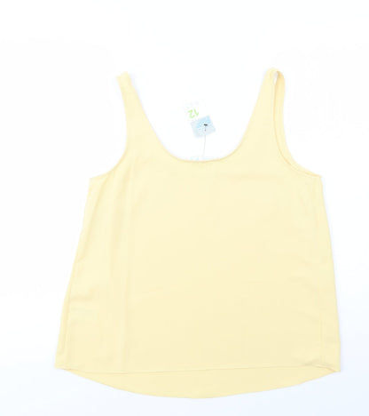 Primark Womens Yellow  Polyester Camisole Blouse Size 12 Scoop Neck