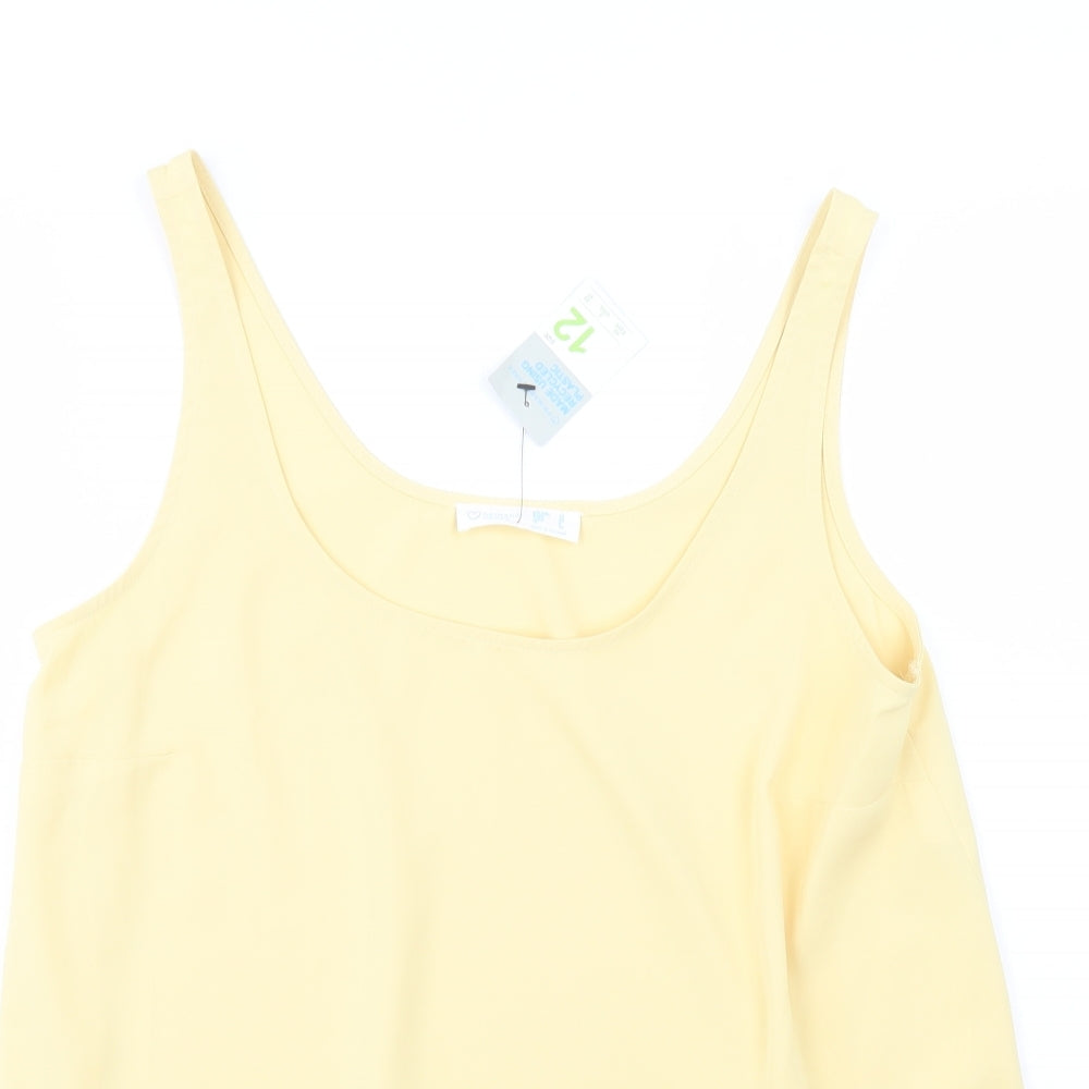 Primark Womens Yellow  Polyester Camisole Blouse Size 12 Scoop Neck