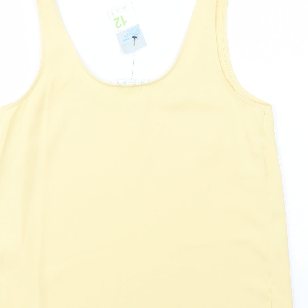 Primark Womens Yellow  Polyester Camisole Blouse Size 12 Scoop Neck