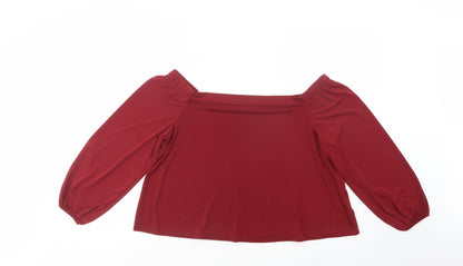 Womens UK Size 14 New Look Purple Cropped Blouse