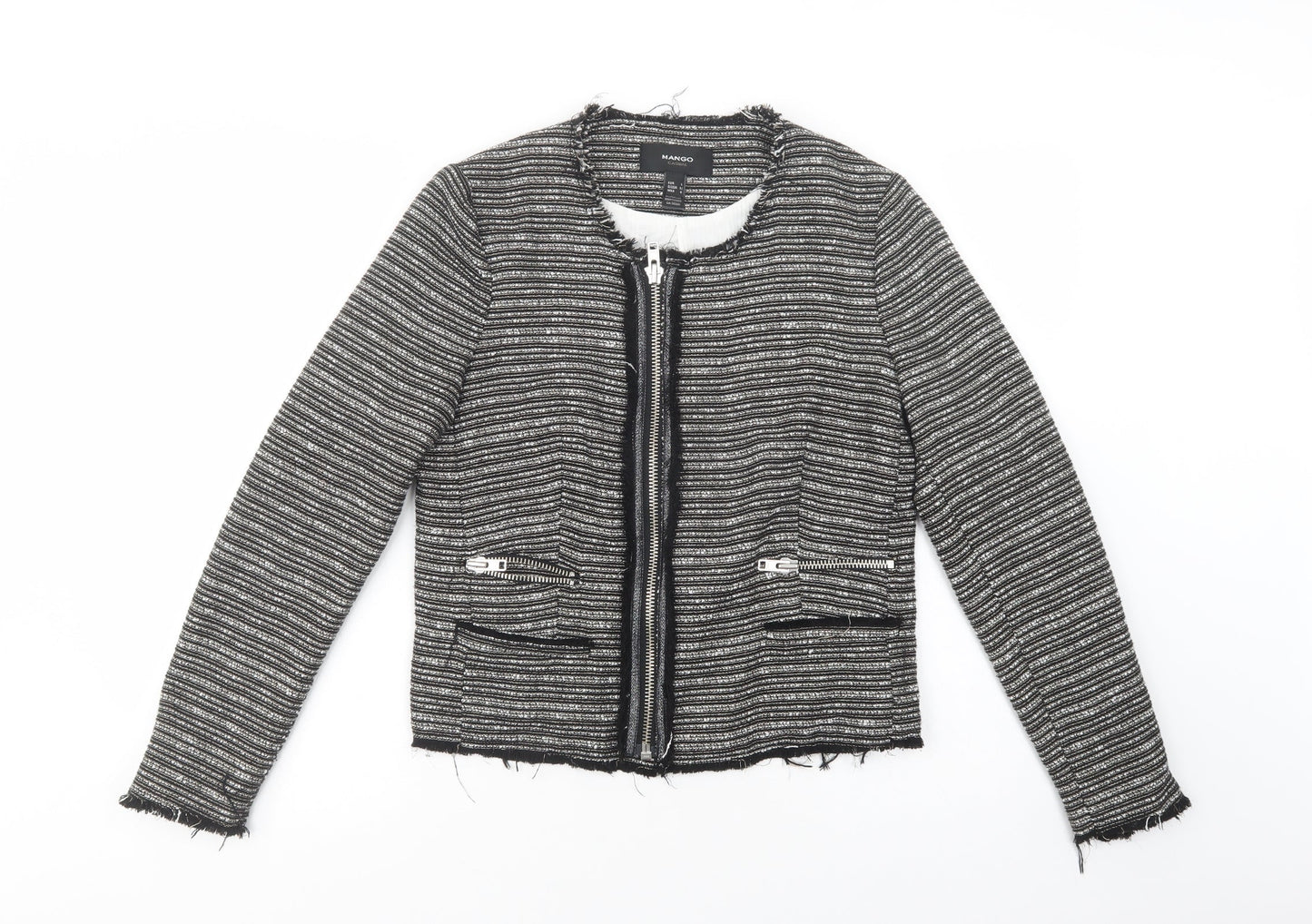 Mango Womens Grey   Jacket Blazer Size L  Zip