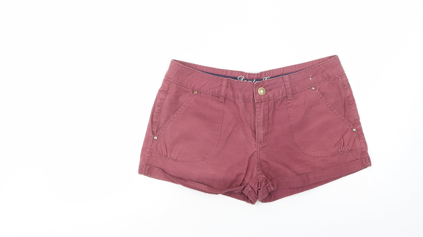 Denim Co. Womens Purple  Cotton Hot Pants Shorts Size 10 L3 in Regular Button