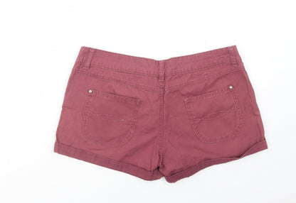 Denim Co. Womens Purple  Cotton Hot Pants Shorts Size 10 L3 in Regular Button
